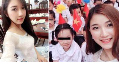 越南女神級小學老師穿奧黛上課，引網友瘋狂轉發