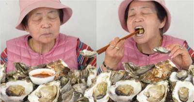 吃播超瘋狂！70歲阿嬤鏡頭前狂吃「10公斤生蠔」　放嘴邊時驚覺「不對勁」網友忙制止：別再吃了